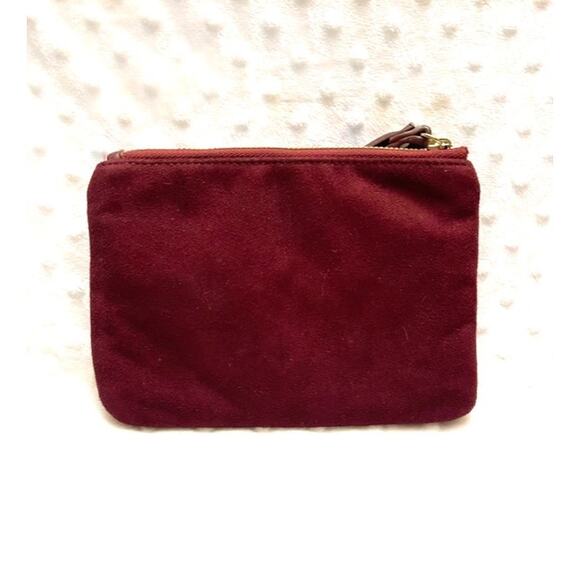 Old Navy Burgundy Embroidered Floral Faux Suede Wristlet - Picture 3 of 5